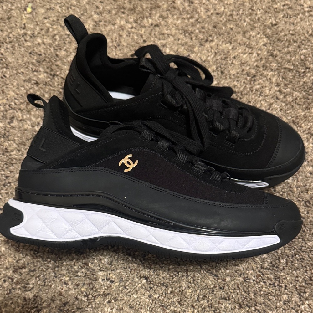 Black and Gold Athletic Sneakers